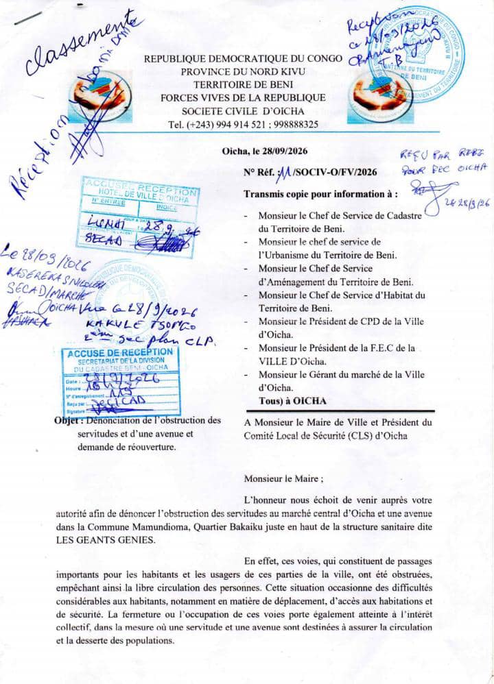 Lettre sociv oicha au maire